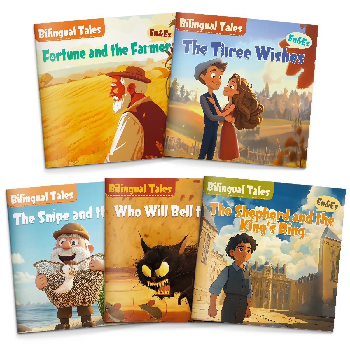 English & Spanish Bilingual Classic Tales Set (5 Books) | Bedtime Read Aloud, Character Lessons, Early Readers, ESL Learning