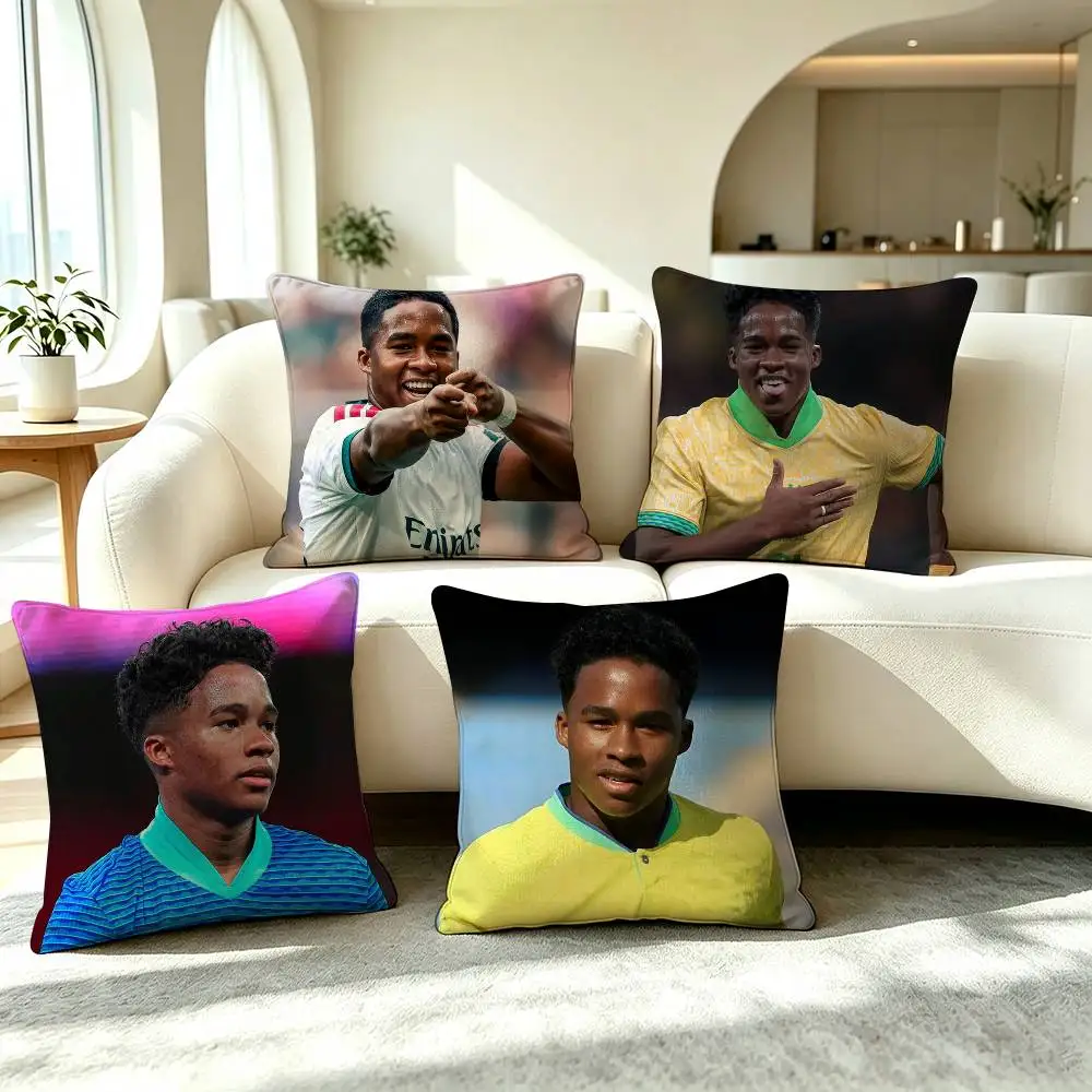E-Endrick Football Player Square Double-Sided printed Pillow Case Bedroom Bedside Pillow Sofa Cushion Cover