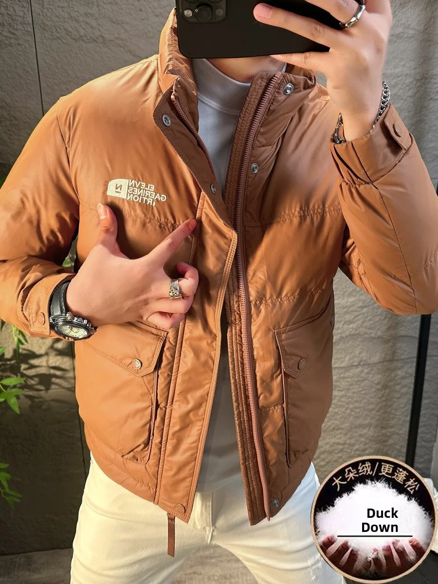 

Slim Fit ort Men's down Jaet Lightweight Warm Stand Collar Korean Sle Faionable Youth Outerwear Waterproof Du down
