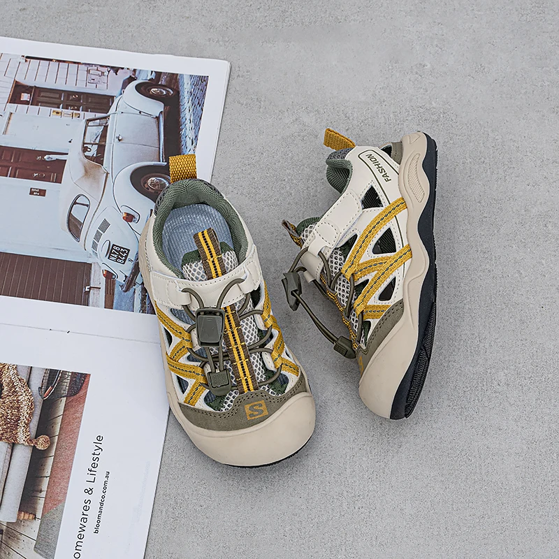 Kids Closed Toe Outdoor Hiking Sandals Boys Girls Anti-collision Sport Shoes Adjustable Quick-release Non-slip Casual Summer
