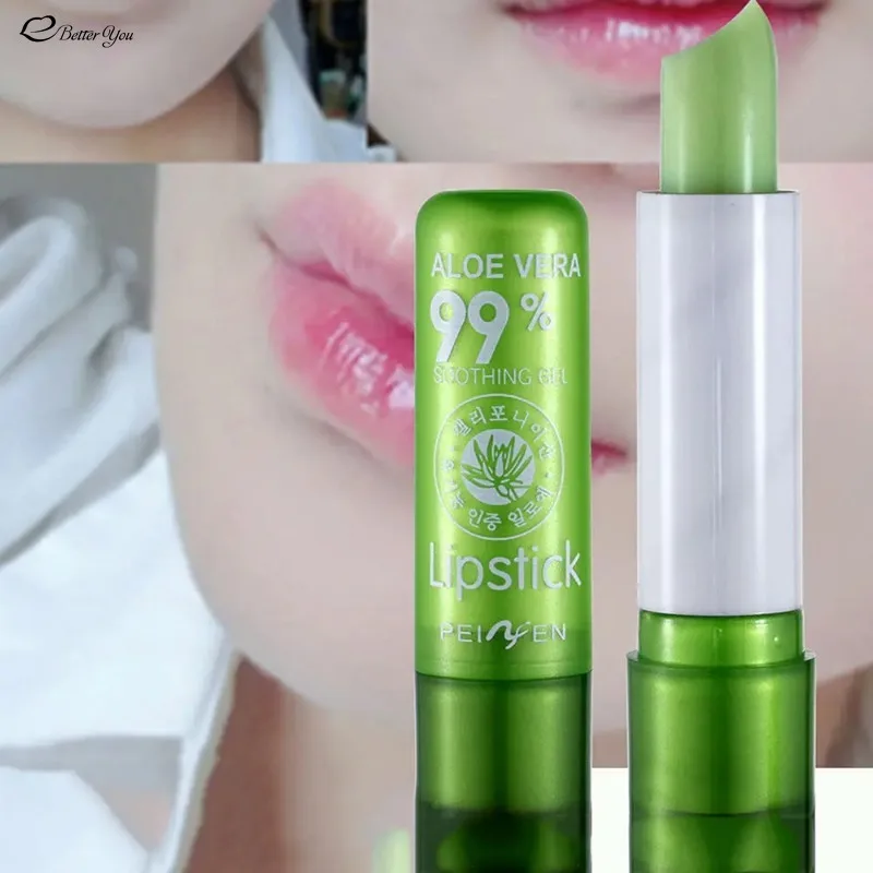 Lip Balm Lipstick Aloe Vera Strawberry Makeup Lip Care Lipstick Color Mood Changing Long Lasting Moisturizing Lipstick Beauty