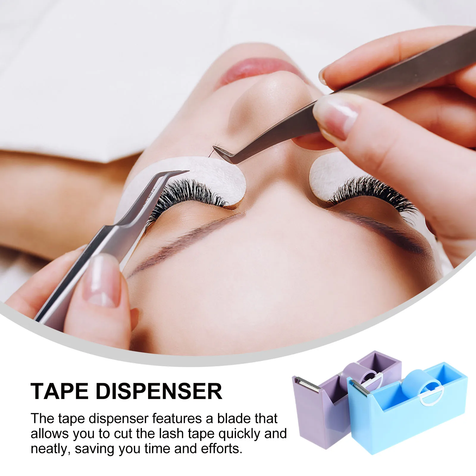 

2Pcs Eyelash Tape Dispenser Lash Cutting Tool Compact Small Makeup Tool for Salon Home Use Portable Lash