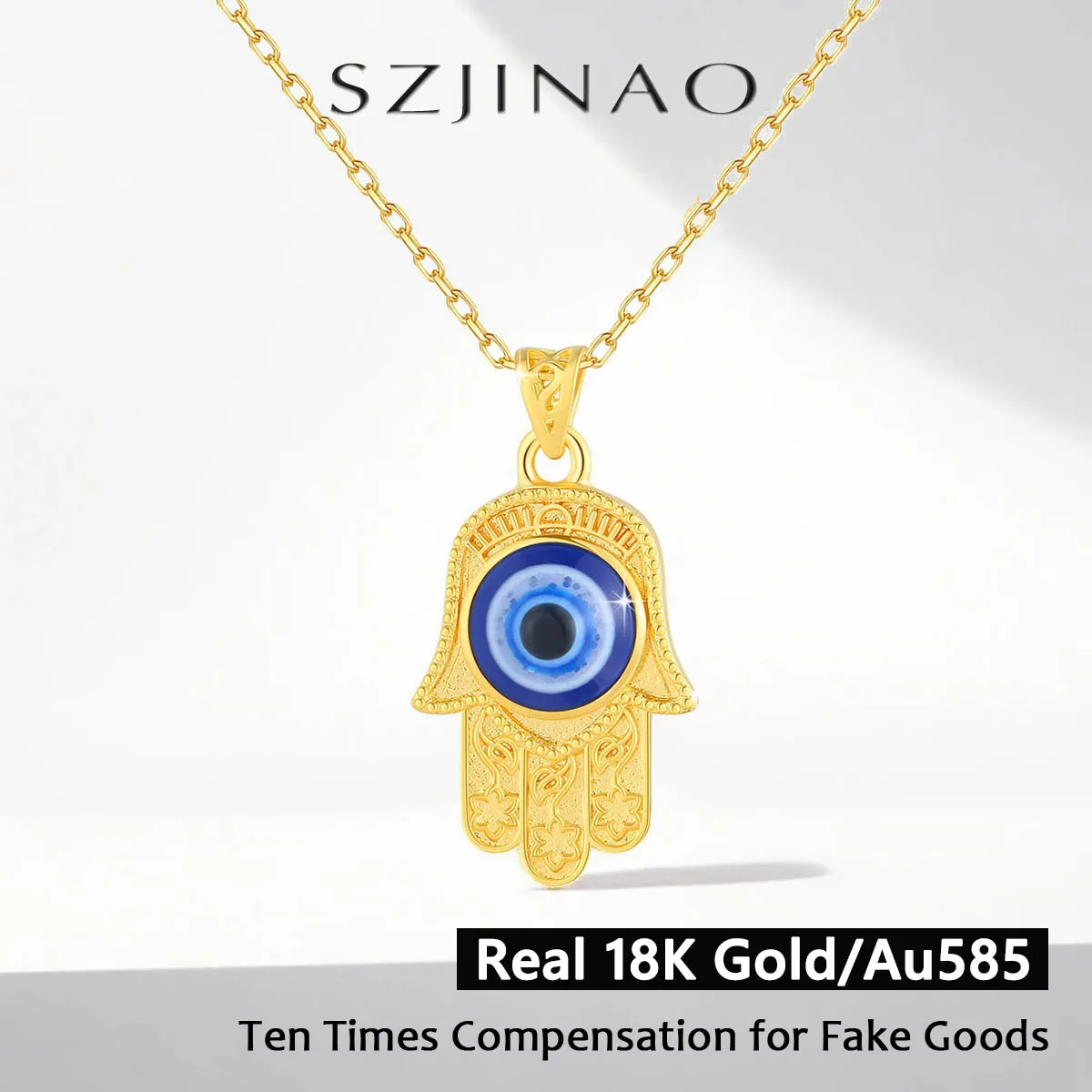 

Unique design Evil Eye Necklaces Real 18K Gold Magic Eye Pendant Au750 Anniversary Party Gift High Jewelry for Women Man