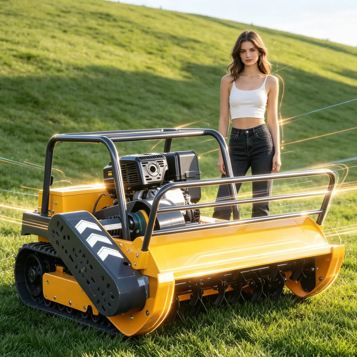 

Customized Robot Flail Mower Remote Control Petrol Lawn Mower for Commercial Use Low Fuel Consumption Long Working Time Grass Cu