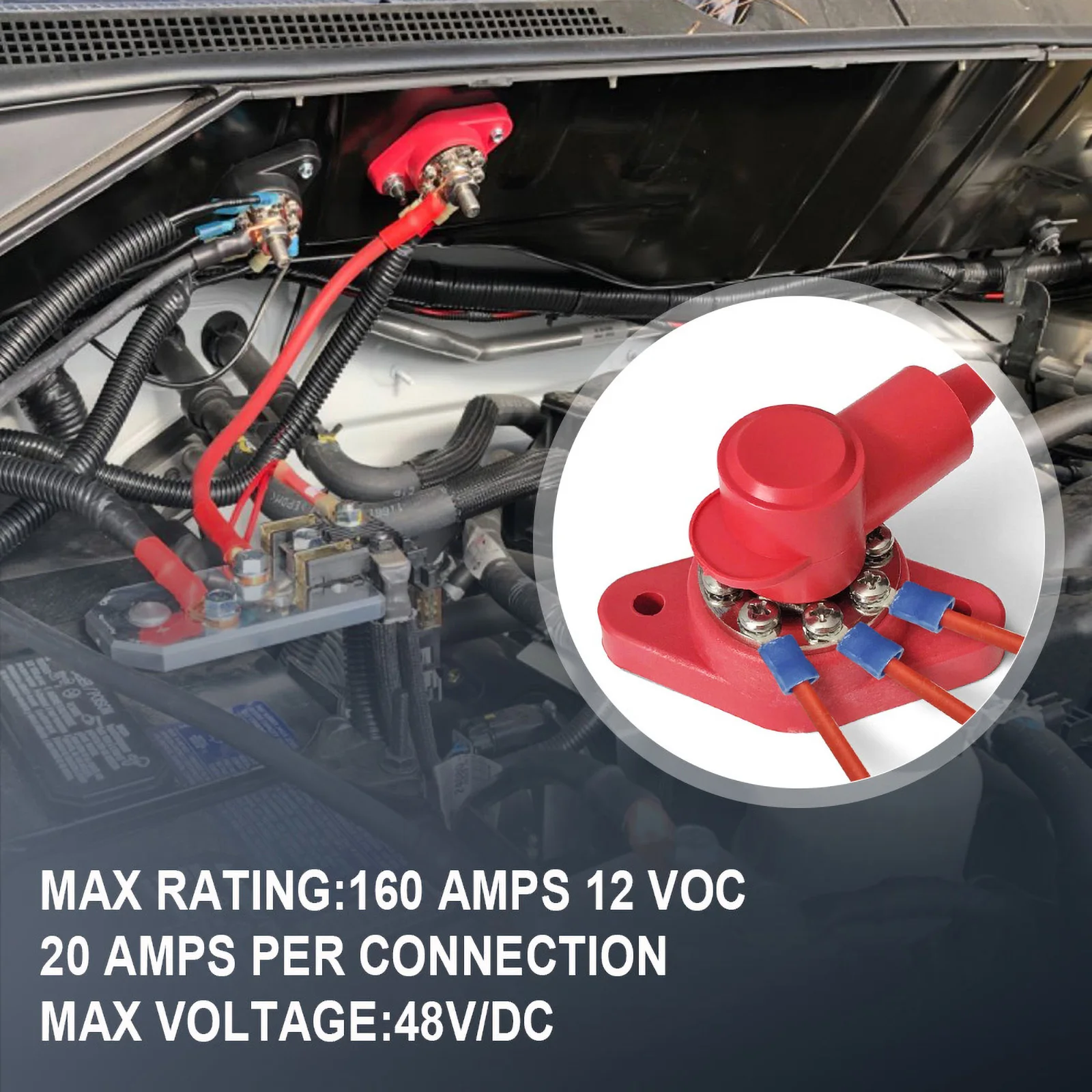 Heavy Duty Bus Bar M10 M8 M6 Battery Terminal Block Stud with Protector 12V Power Distribution Stud for Truck RV Boat Camper Car