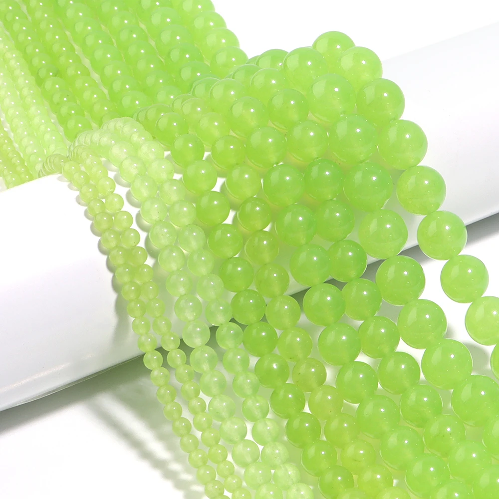 

Natural Stone Fruit Green Chalcedony Jades Beads Diy woman Bracelets Necklace for Jewelry Making 4/6/8/10/12/14mm 15" Wholesales