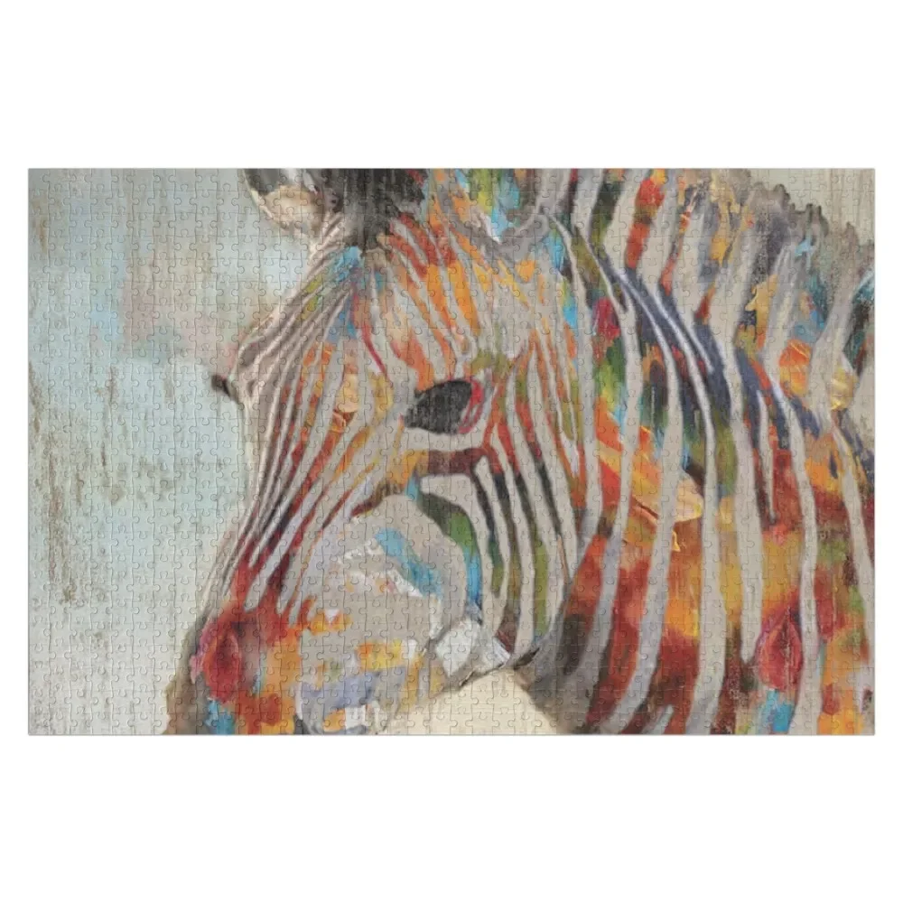 Pintura respingo zebra funy zebras animal de estimação amante quebra-cabeça foto personalizada imagem presente personalizado quebra-cabeça