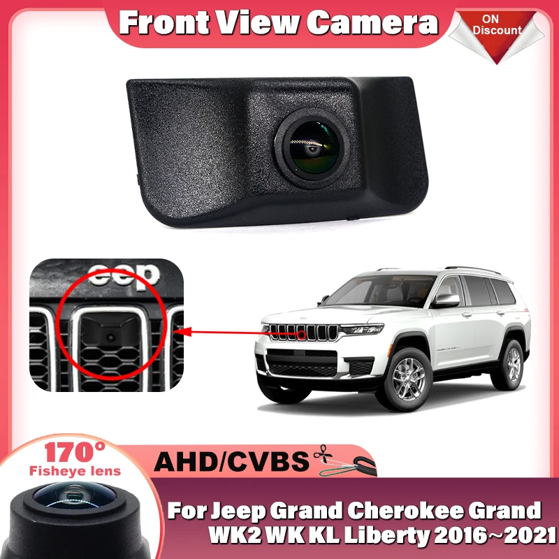 

170 ° Автомобильная камера переднего вида HD AHD 1080P для Jeep Grand Cherokee Grand WK2 WK KL Liberty 2016 2017 2018 2019 2020 2021