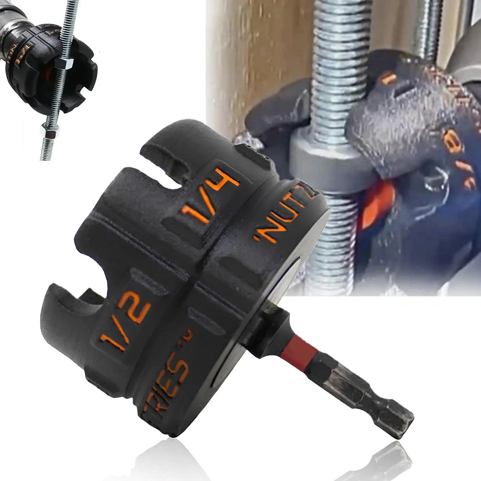 Nut Zipper Drill Attachment Heavy Duty Drill Bit Nut Inserter Portable Attachment No Slipping Maintenance For Home Technicians