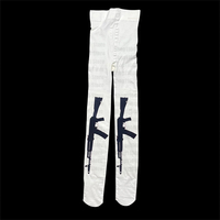 2000s Y2k punk new product white gun print tight stockings and pantyhose women's fashion niche clothing accessories Emo girl
