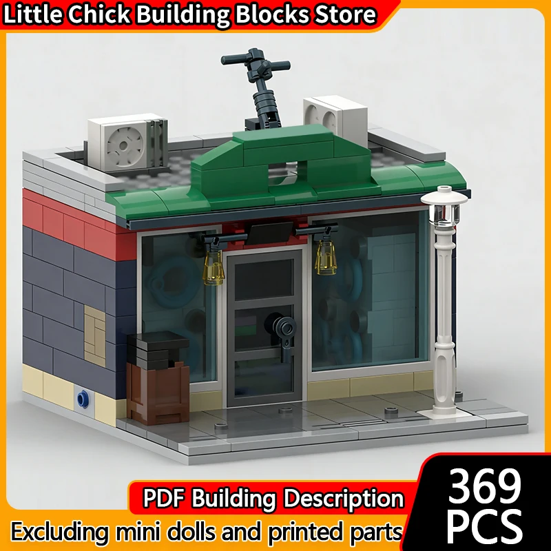 

City Street View Model MOC Building Bricks Small Laundromat Modular Technology Children Holiday Gifts Assemble Toys Suit