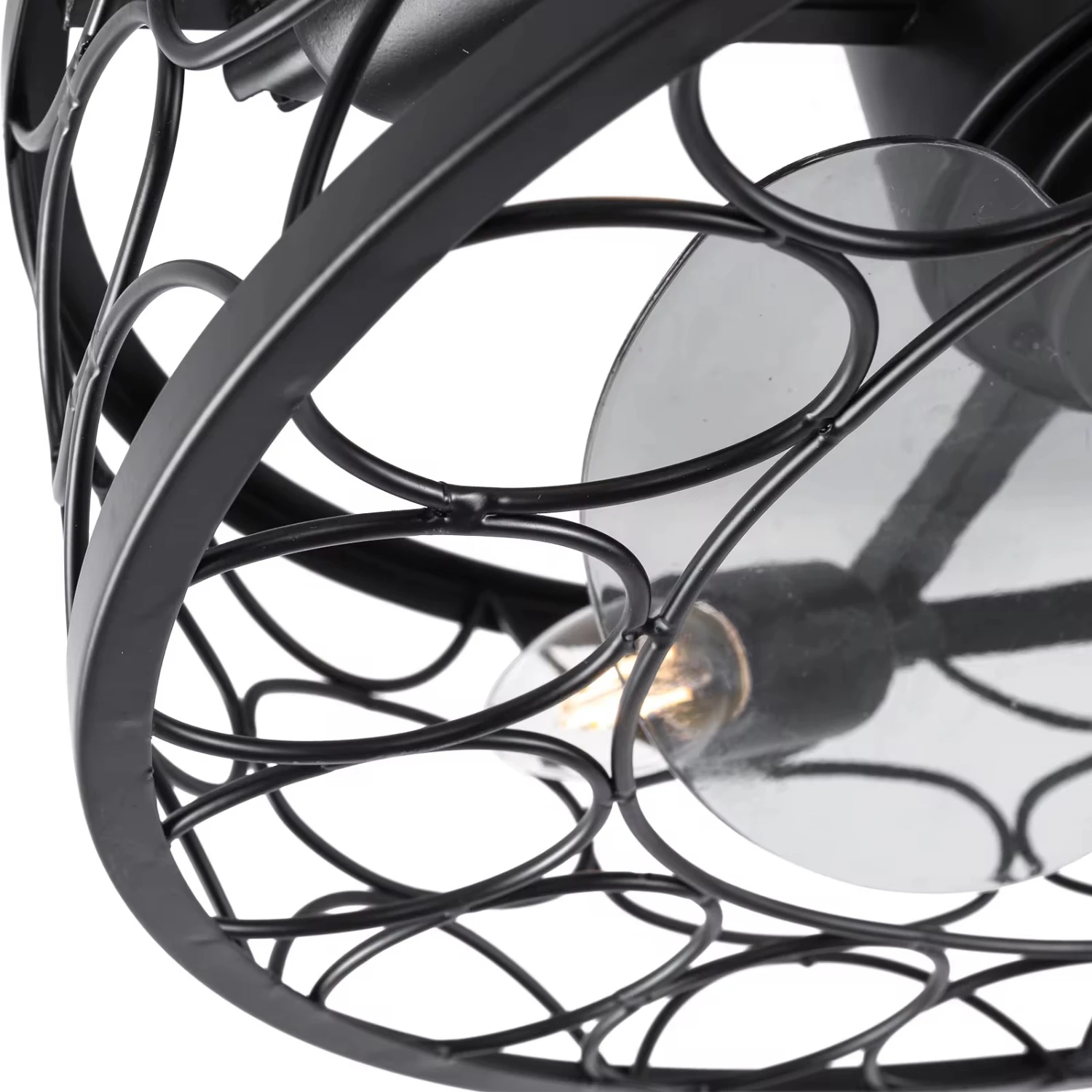 Ventilador de teto de 18 polegadas com luz, lâmpada lustre de gaiola de 5,9 polegadas de altura com controle remoto, luz de ventilador de teto para sala de estar