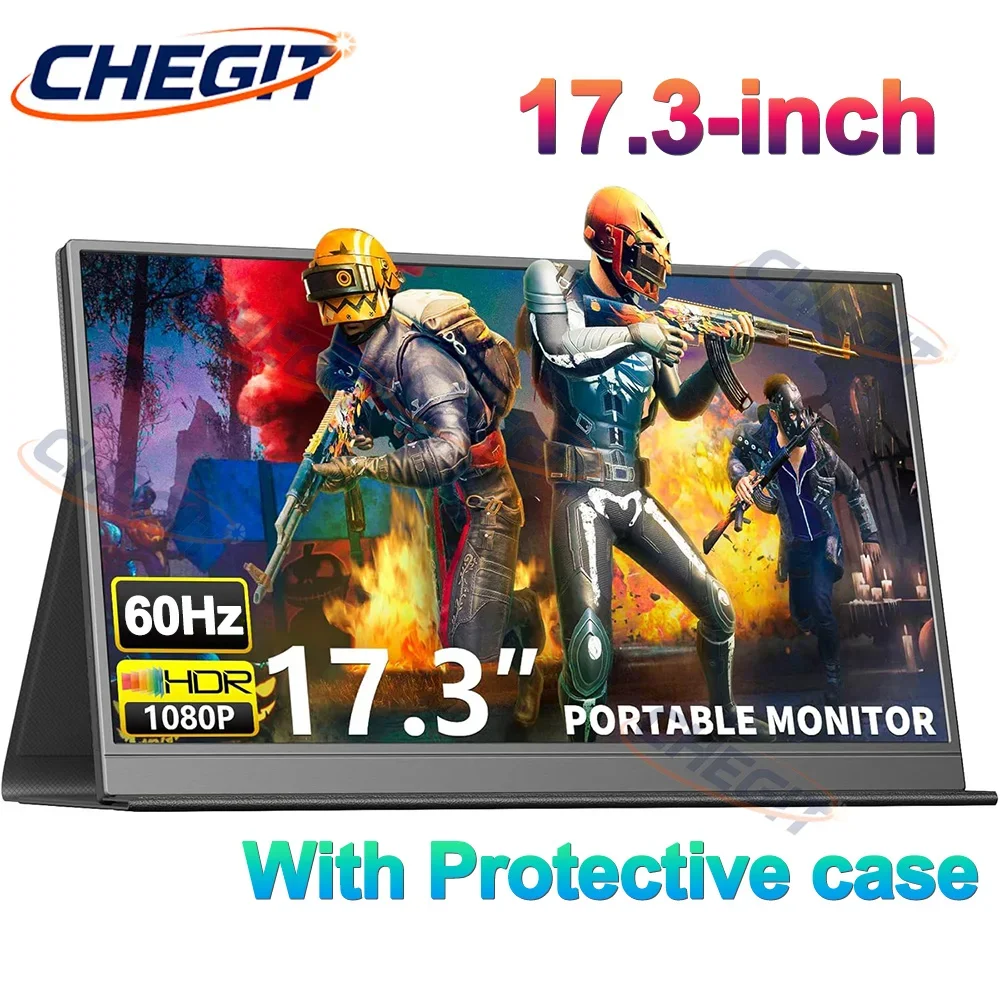 

НОВЫЙ 17,3-дюймовый портативный монитор с защитным чехлом 1080P HDR с низким синим светом для XBox PS4/5 Switch, удлинение сотового телефона, ПК, ноутбука