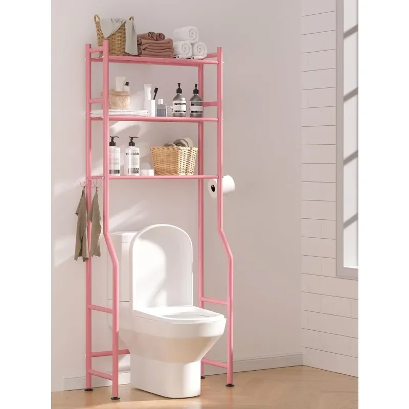 3-Tier Over The Toilet Storage, Space Saver Metal Bathroom Shelves, Freestanding Above Over Toilet Storage Shelf