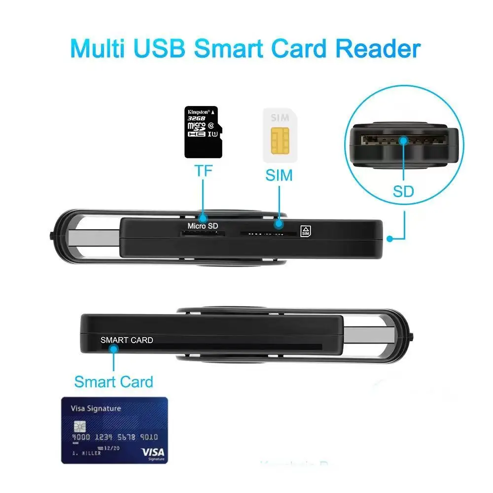 UTHAI for Windows 7 8 10 Linux OS, USB SIM smart card reader, for bank card IC / ID EMV SD TF MMC card reader USB-CCID ISO 7816