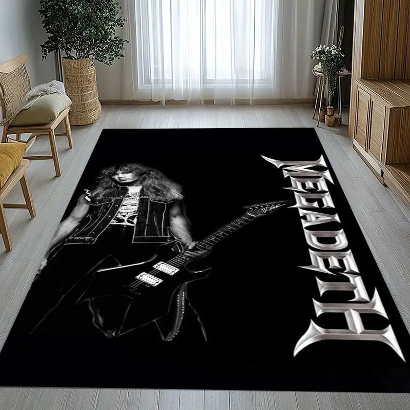 Sign M-Megadeth Heavy Metal Band Soft Non-Slip Large Area Rug for Living Room,Bedroom Playroom Carpet Mat for Sofa,Home Decor