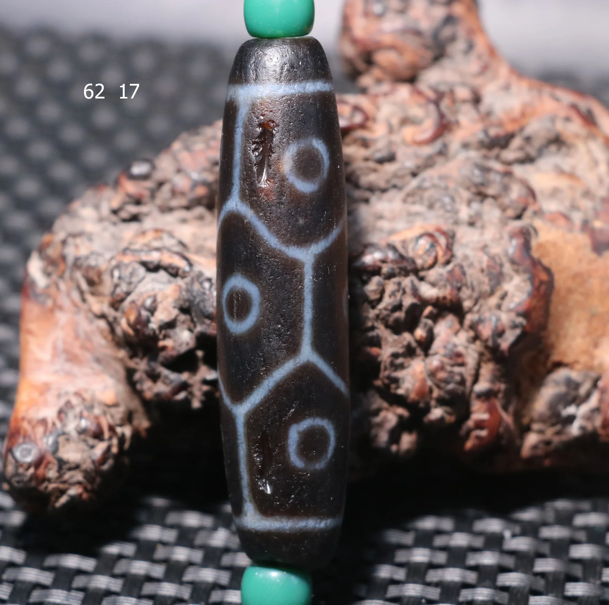 

Energy Tibetan old Agate 9 Eyed Longevity Healer Pit dZi Bead Large Pendant $$$ Jewelry Gemstone