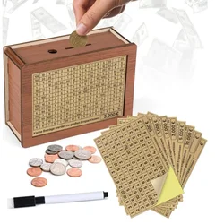 Handmade Natural Wooden Piggy Bank Decorative Disposable Saveing Money Box with Money Goals Counter Piggy Bank for Kids Adults