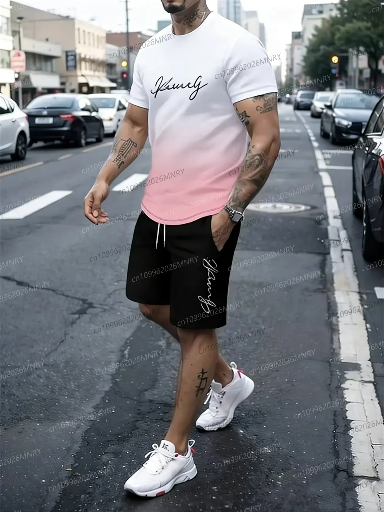 

Hot Men's Outfit Summer Short Sleeve T Shirt Set Fashion 2 Piece Sportwear 3D Printed Casual shorts Sweatshirt Men's Tracksuit