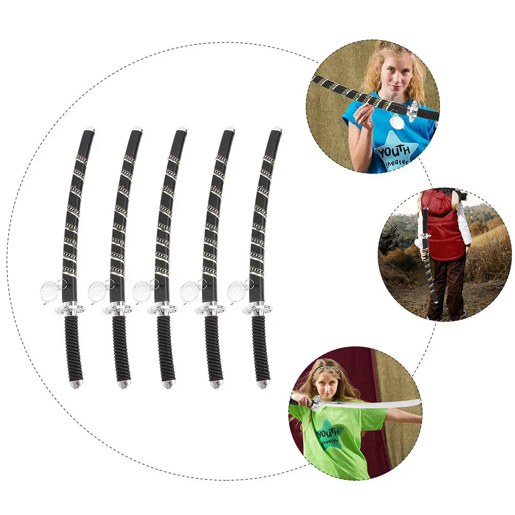 

5pcs Small sword For Kids Plastic Swords Set Japanese Style Play Props Cosplay Party Pretend Play Children'S