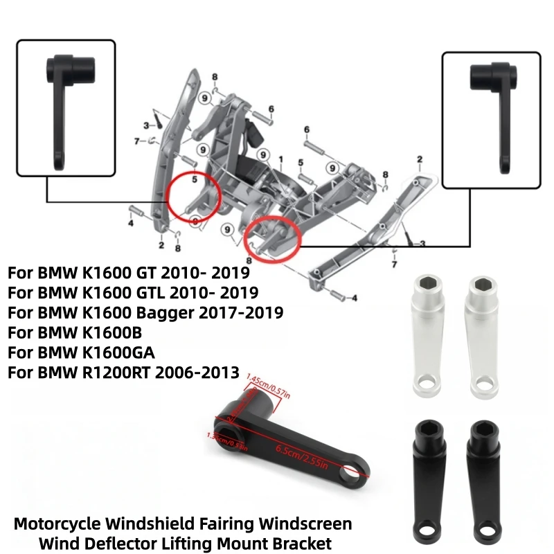 otorcycle Windshield Fairing Windscreen Wind Deflector Lifting Mount Bracket For BMW K1600 R1200RT 1600 B GT GTL GA 1200 RT