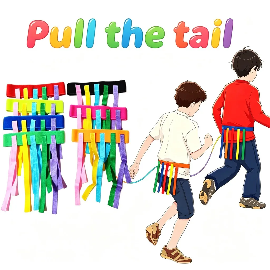 Ceintures de jeu pour la poursuite avec rubans et queues, mignonnes et interactives, pour le développement du travail d'équipe, activités sportives de plein air amusantes, fêtes de famille et cadeaux créatifs