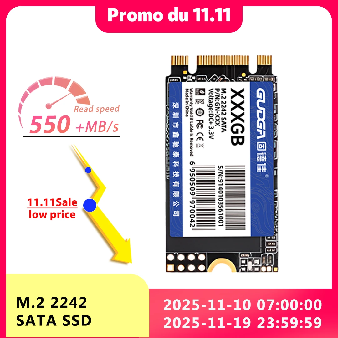 

GUDGA NGFF SSD 2242 SATA 128 ГБ 256 ГБ 512 ГБ 1 ТБ M.2 SSD внутренний жесткий диск твердотельный накопитель для ноутбука/настольного ПК Acer EC 47 планшета