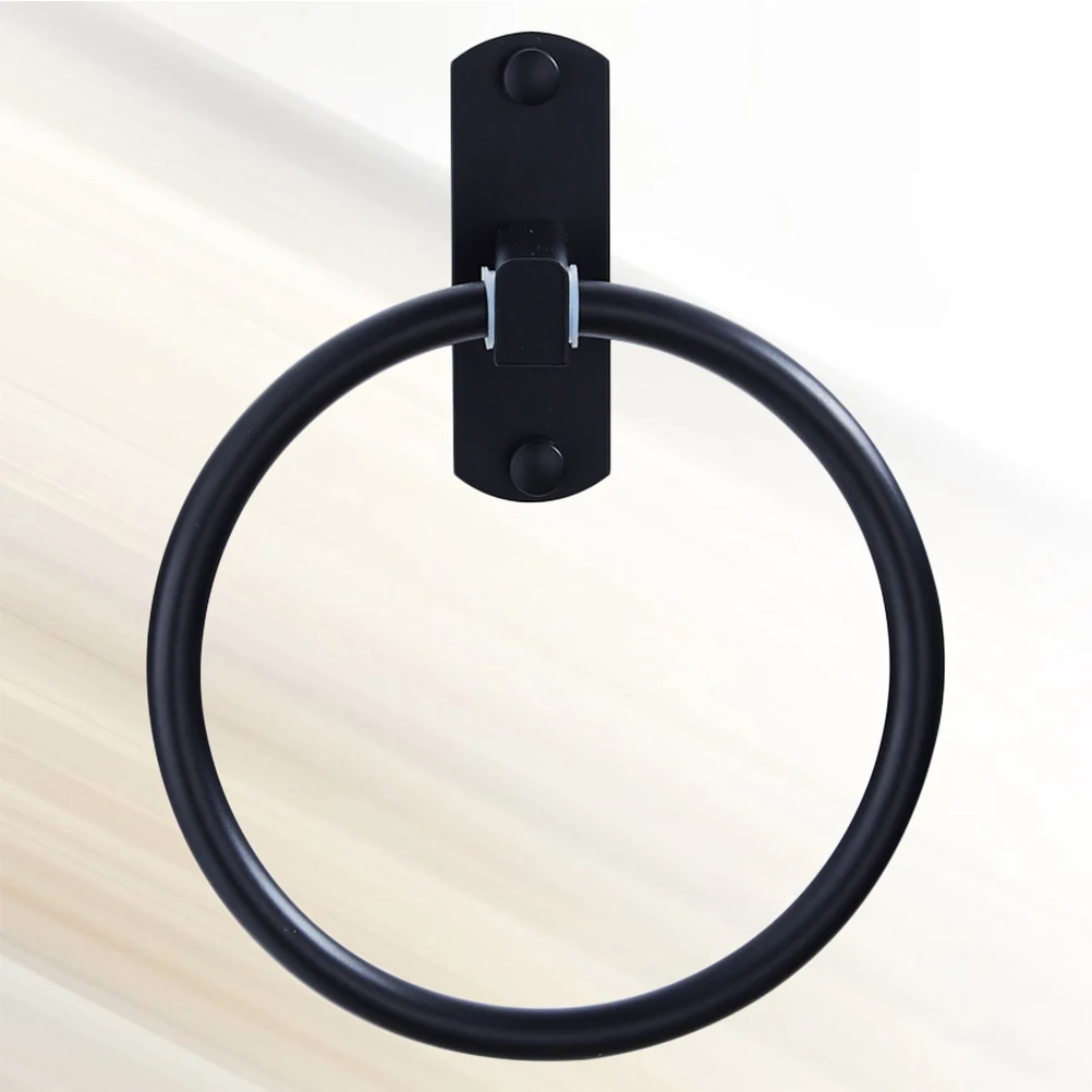 

Black Space Aluminum Ring Wall Mounted Durable Bathroom Accessory Easy Install Elegant Design Home Hotel School Use Towel Rack