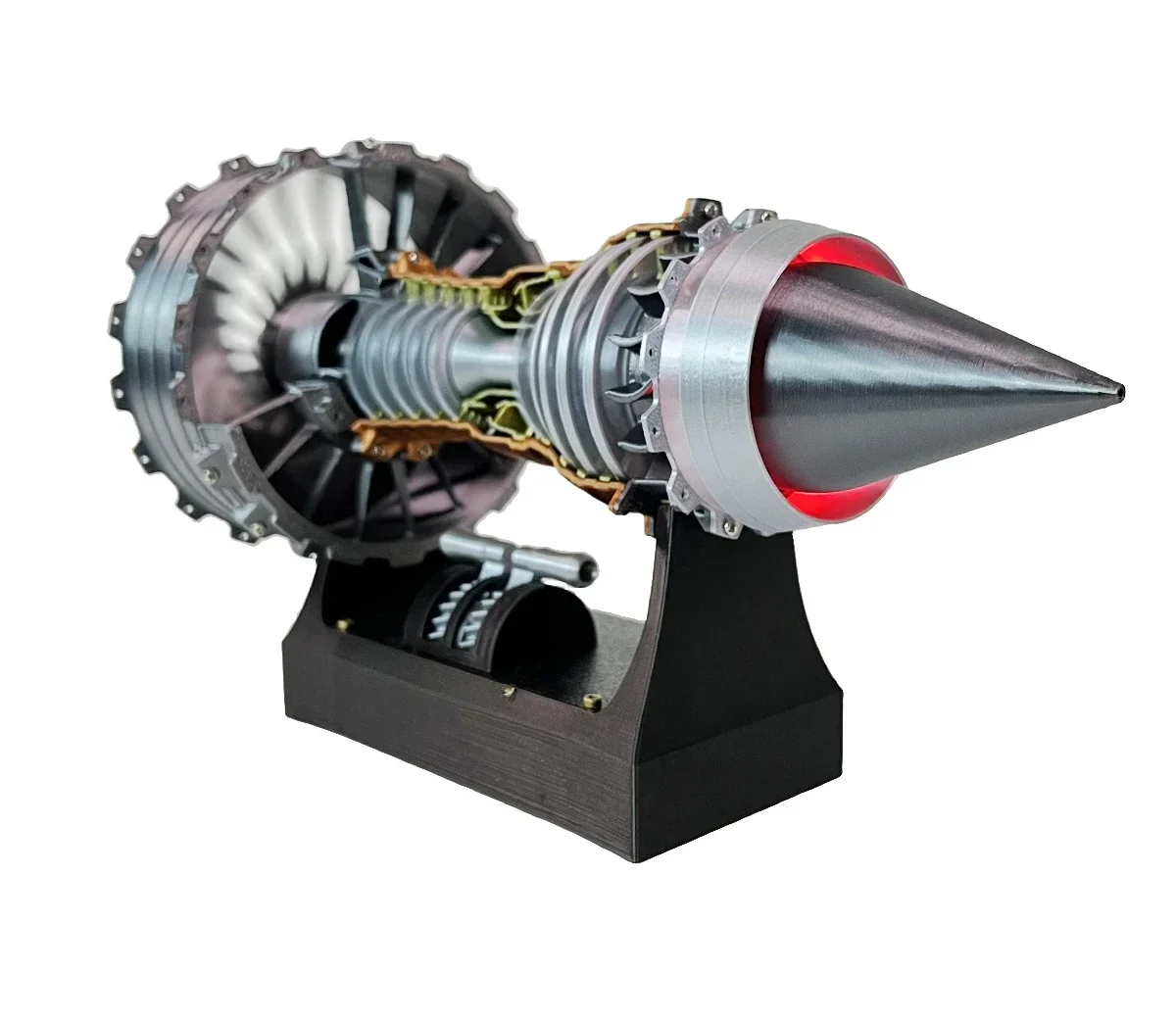 Aircraft turbofan engine model ornament stepless speed regulation + tail flame light effect