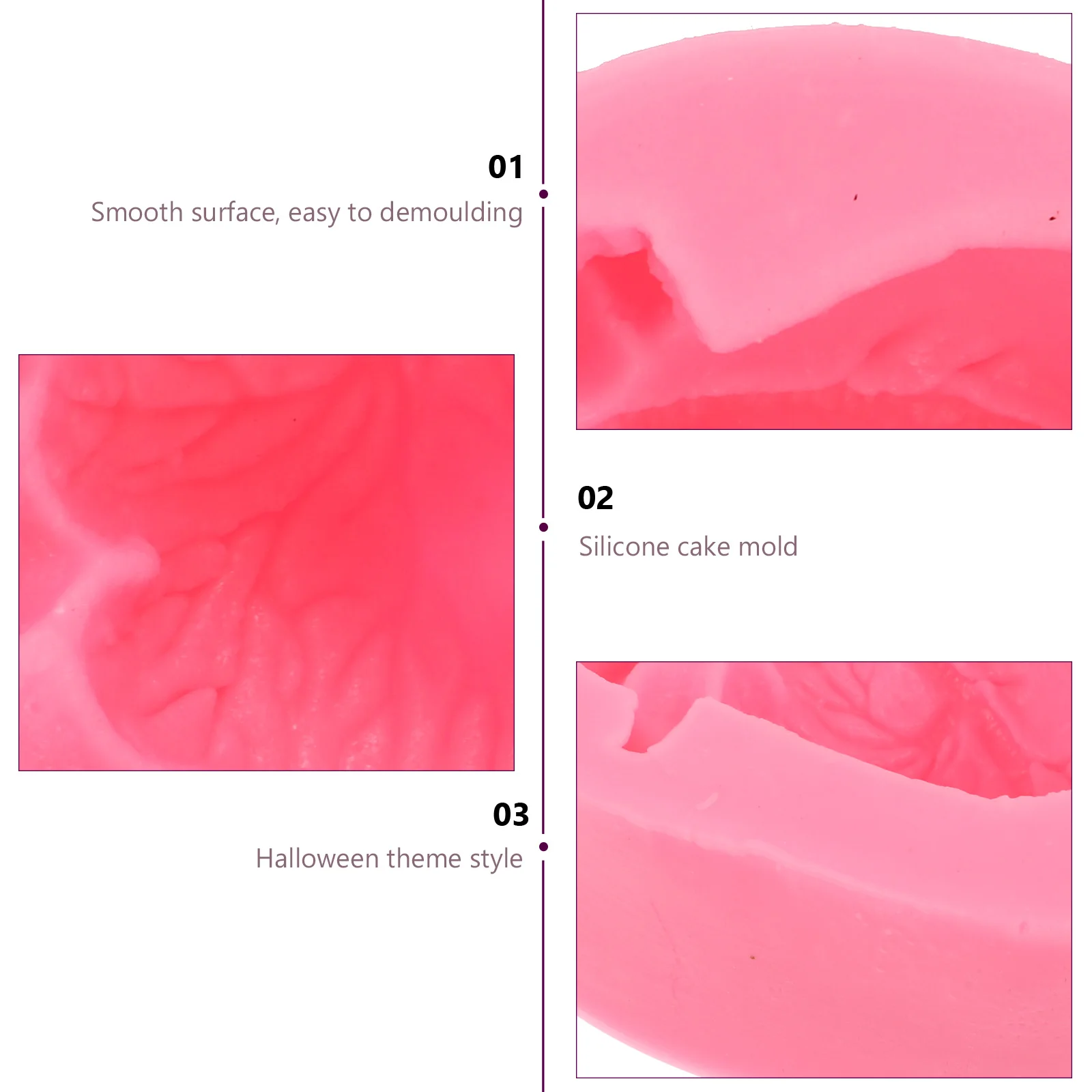 

2 Pcs Heart Mold Fondant Halloween Adornment Prop Cake Pan Supplies Silicone Silica Gel Baking Decoration