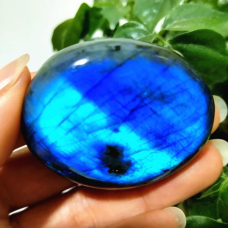 Natural Blue Yellow Labradorite Stone Palm Stones Meditation Spiritual Energy Healing Crystal Home Decoration