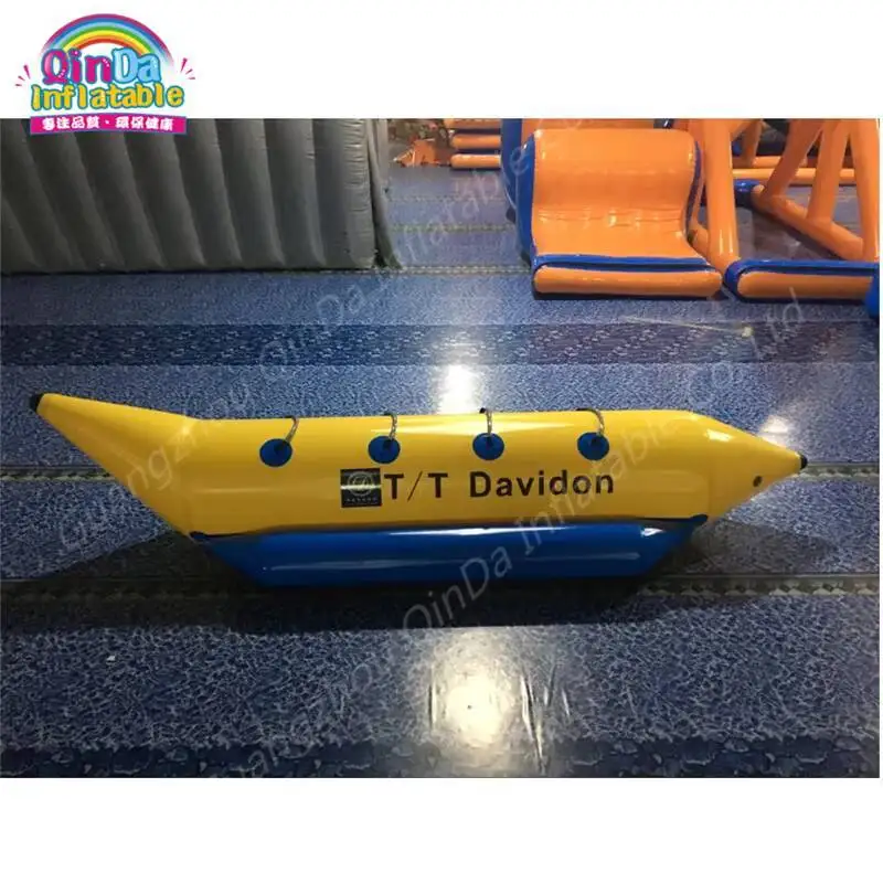 Single Tube Inflatable Banana Boat For 4 Persons Sit On Top Plastic Kayak Boat Flying Towables Pvc Motor Boat