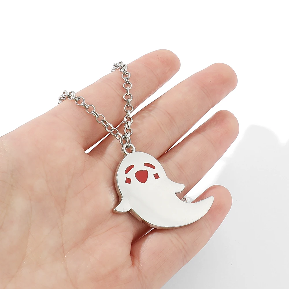 Genshin Impact 2022 Necklace HuTao Cute Ghost Stainless Steel Pendant Girls Necklace Jewelry Accessories