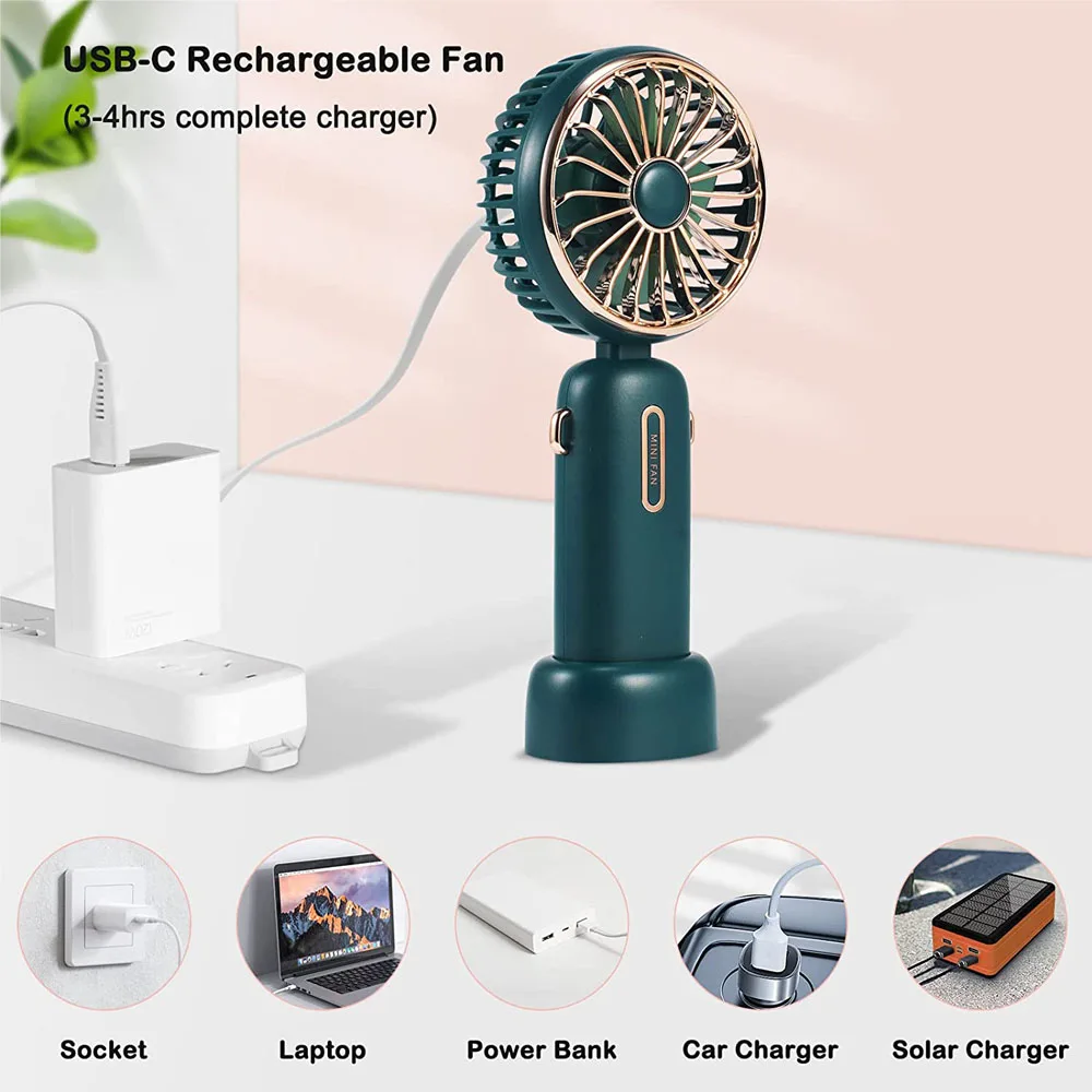 Personal Handheld Mini Fan Portable Wearable Hanging Small Neck Cooling Fans Battery Operated USB Rechargeable