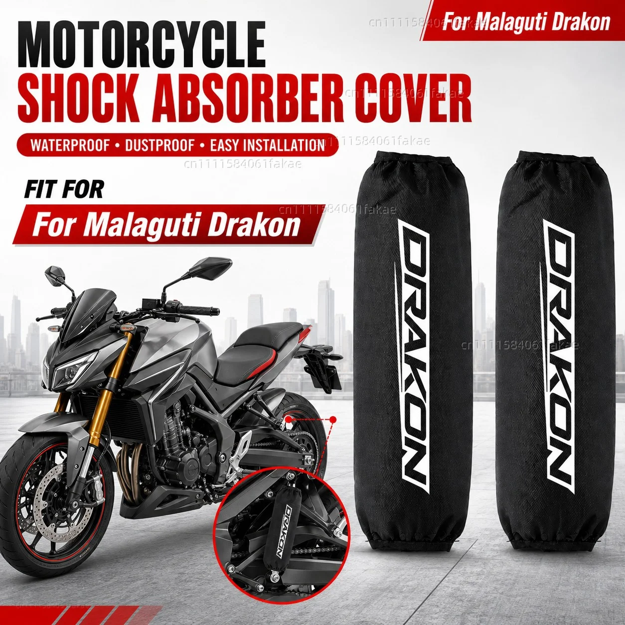 Protector de Amortiguador Trasero para Motocicleta Malaguti Drakon 2022-2024, 270mm 350mm, Protección de Suspensión, Antipolvo
