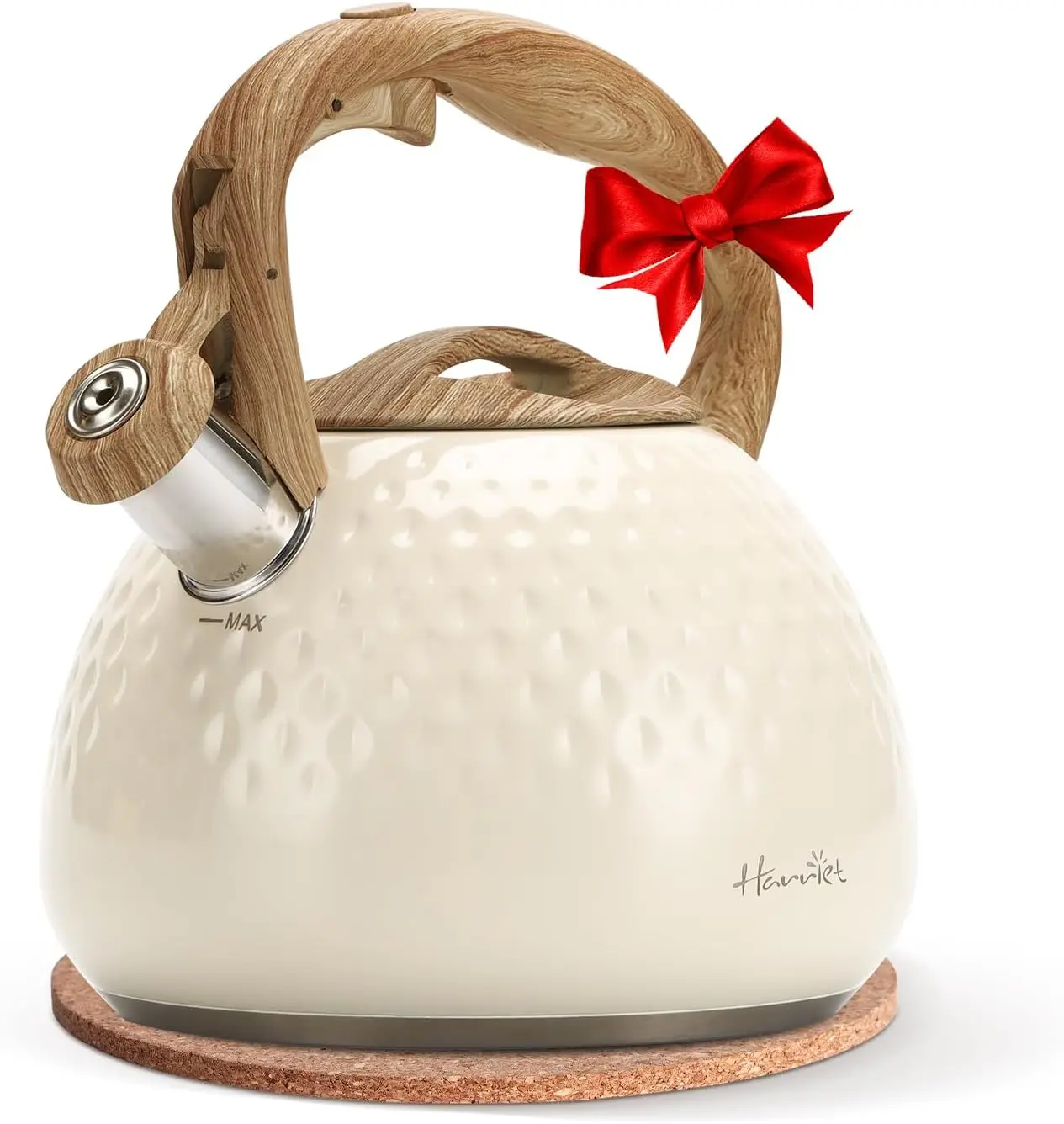 

Чайник из нержавеющей стали с свистком, 2,5 л, 5-слойное дно, термостойкая ручка, для газовых и электрических плит