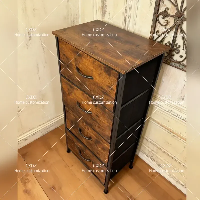 Multifunctional 4 Drawer Storage Cabinet Chest for Books Clothes Bedroom Study Bedside Table Organizer Furniture
