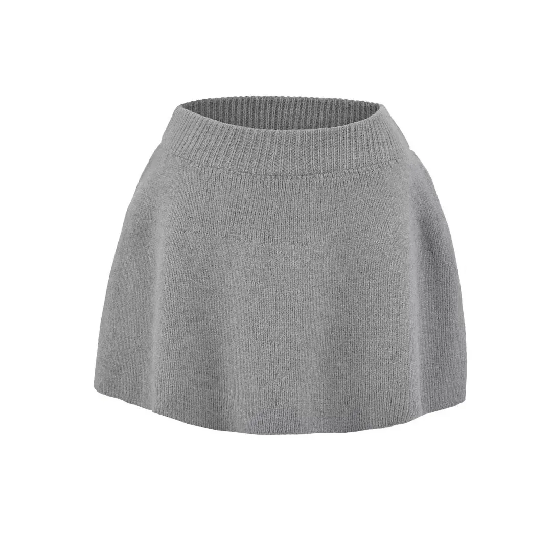 2025 Autumn New Sweet And Spicy Knitted Set Versatile College Style Age-Reducing Slimming High-Waisted A-Line Skirt Short 9ZEU