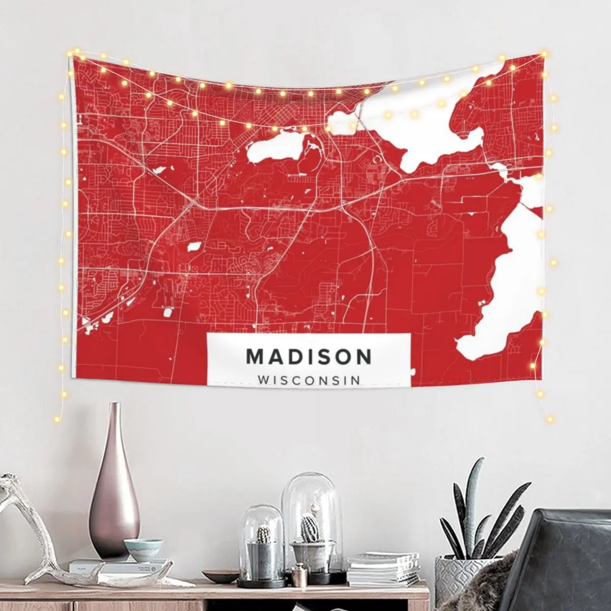 Madison Map Tapestry Home Decorations Aesthetic Cute Decor Tapestry