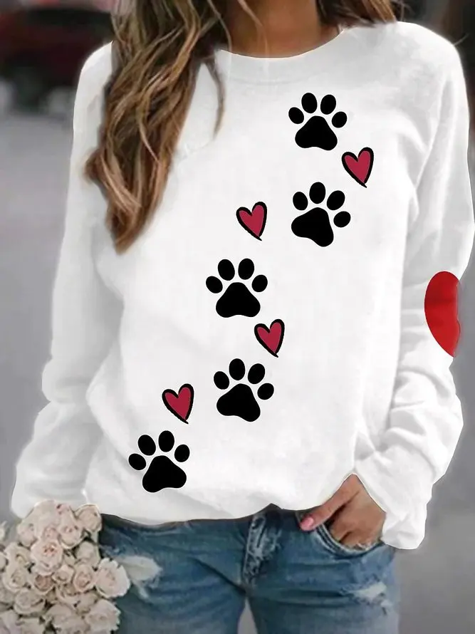 2024 europeo y americano Otoño e Invierno nueva garra de perro amor 3D impreso Sudadera con capucha cuello redondo Camiseta de manga larga ropa de