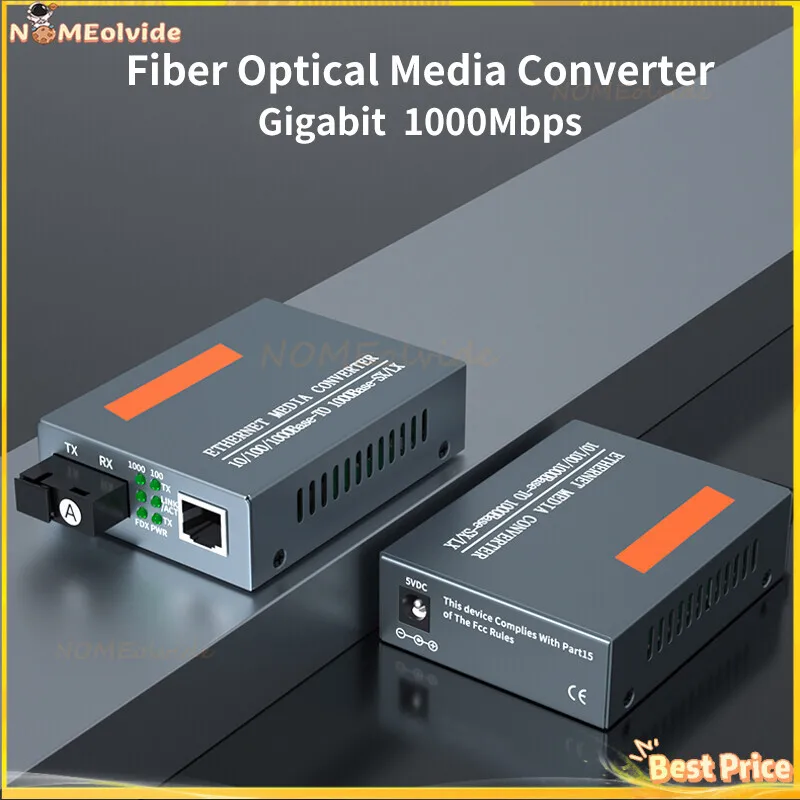 

1.25G Media Converter 100/1000Mbps HTB-GS-03 A/B Singlemode Fiber SC Port Gigabit Optical Transceiver External Power