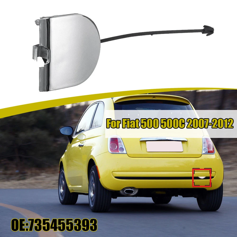 

1pc Car Rear Bumper Towing Hook Eye Cover Cap Chrome Auto External Accessories for Fiat 500 500C 2007-2012 735455393