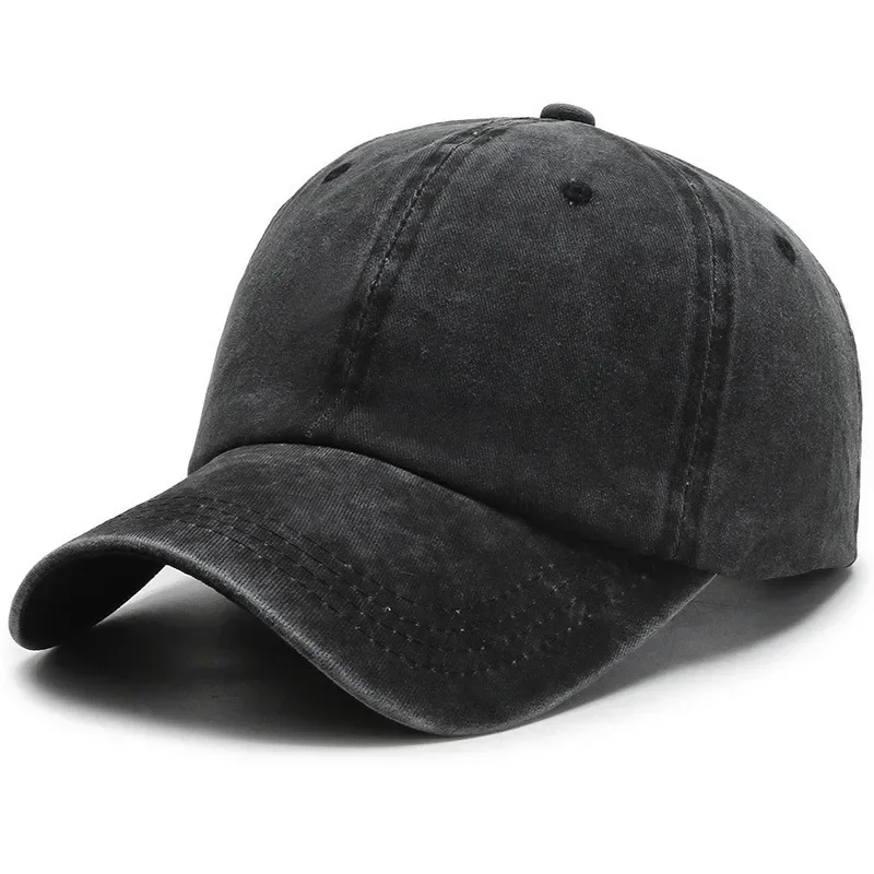 1 washed four-line baseball cap can be printed with logo embroidery, retro and old soft-top denim versatile cap.
