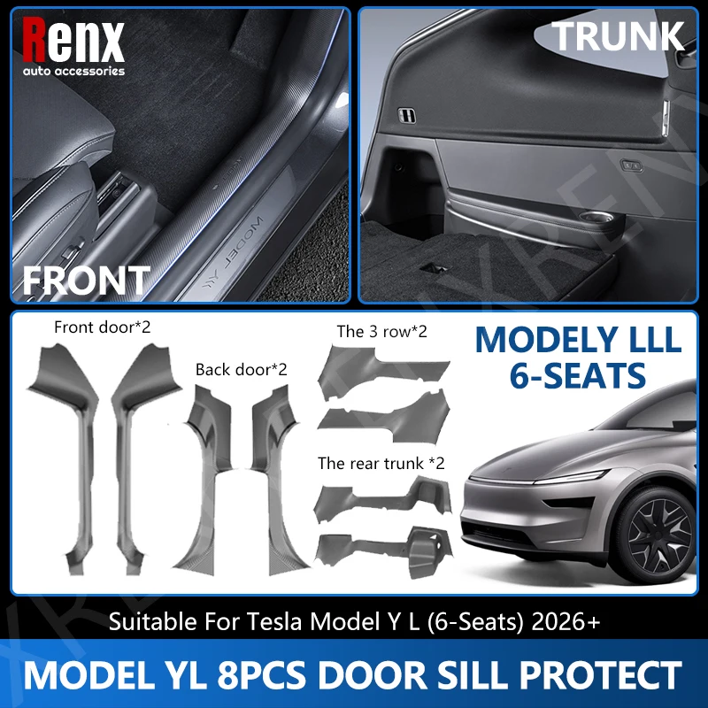 TPE-Türschwellenschutz für Tesla Model Y L (6-Sitzer) 2026+ Schwellenschutzstreifen Anti-Kick-Schutzplatte Wasserdichtes Polster Tesla YL