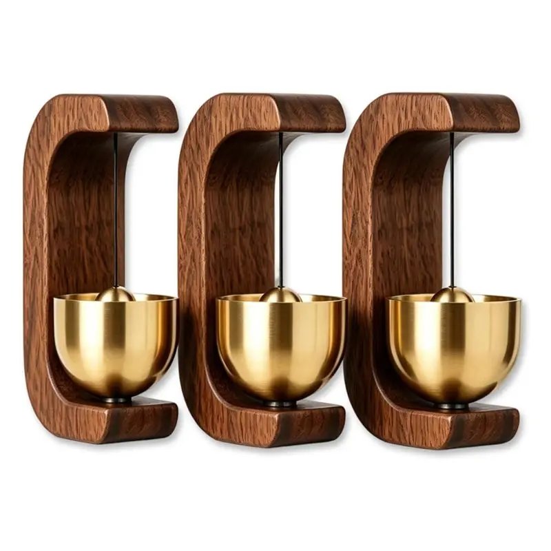 [HOT!A34R】 Cafe Pet Shop Office Home Compatible 3Pcs Wooden And Copper Magnetic For Shopkeeper Door Bell Chime With Tape For Doo