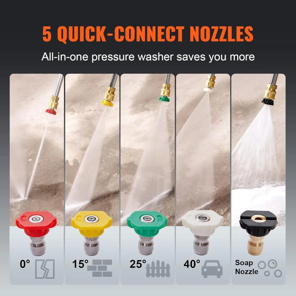 VEVOR 3600 PSI 2.6 GPM غسالة ضغط الغاز مع مضخة نحاسية، مسدس رش، وعصا تمديد، 5 أطراف توصيل سريعة #5