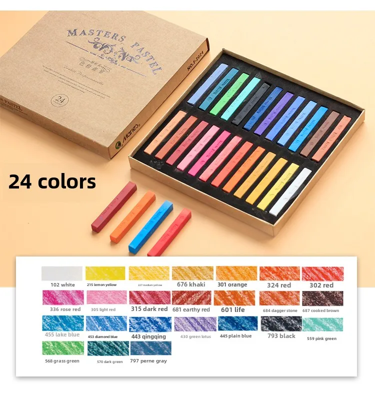 Maries Farbkreide, 24 Farben, 12 Farben, Kreide, 48 Malerei, Rosa, professioneller Pastellstift, Pinselbrett, Zeitungs- und Malzubehör – Detail 16