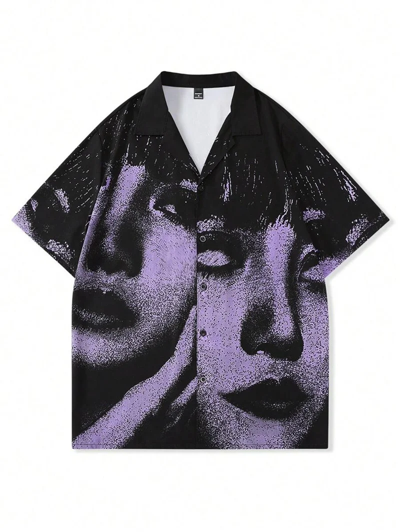 

Daily spring and summer popular men's fashion printed short-sleeved button-down shirts, suitable for spring and summer street le
