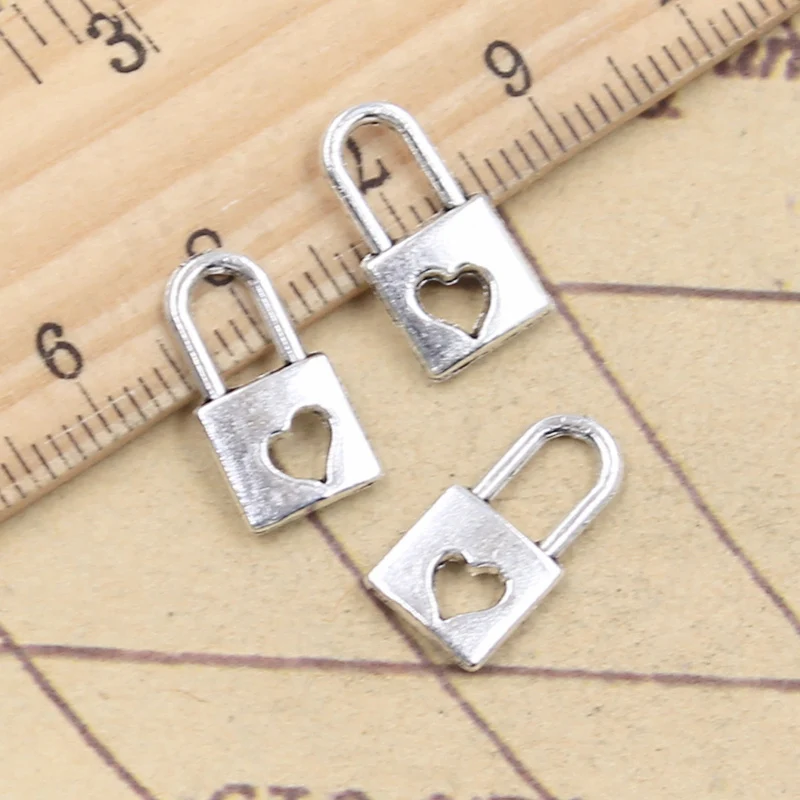 30 sztuk Charms Lock Heart Cut 16x8mm tybetański srebrny kolor wisiorki antyczne tworzenie biżuterii DIY Handmade Craft