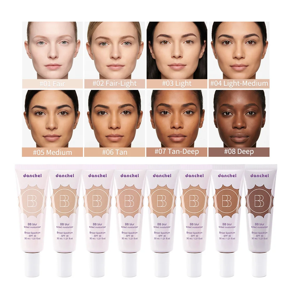 8 Colors BB Cream SPF30 Tinted Moisturizer Foundation Blur Medium Coverage Even Skin Tone Lightweight Sun Protection With Puff